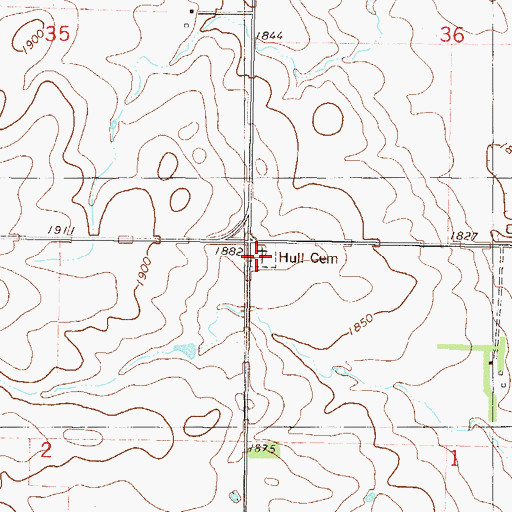 Topographic Map of Hull Cemetery, ND