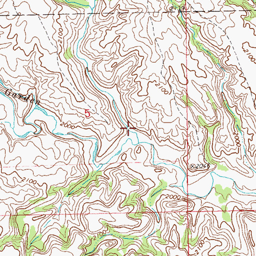 Topographic Map of Hungry Gulch, ND