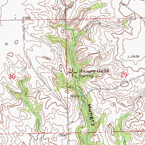 Topographic Map of Hungry Gulch Spring, ND