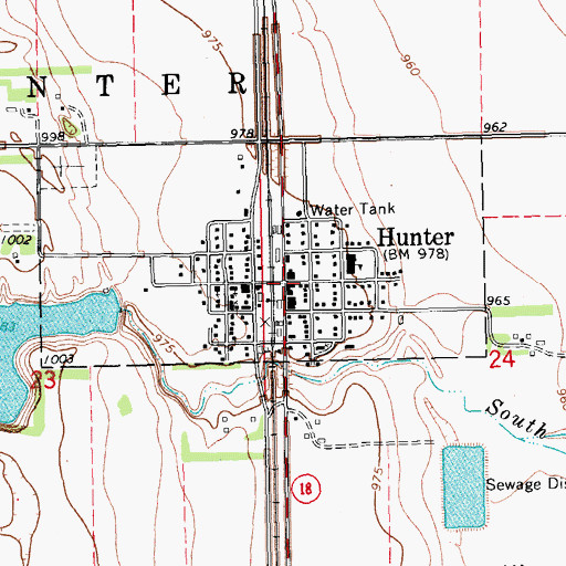Topographic Map of Hunter, ND