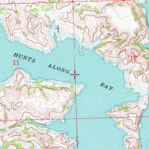 Topographic Map of Hunts Along Bay, ND
