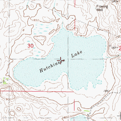 Topographic Map of Hutchinson Lake, ND