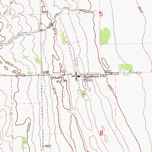 Topographic Map of Hvideso Church, ND