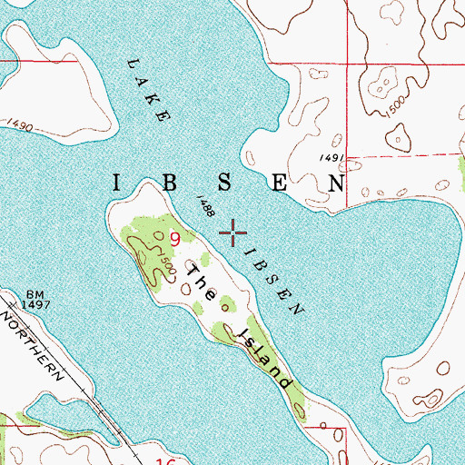 Topographic Map of Lake Ibsen, ND