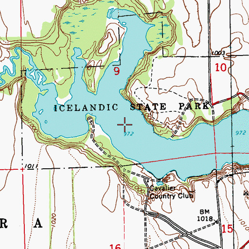 Topographic Map of Icelandic State Park, ND