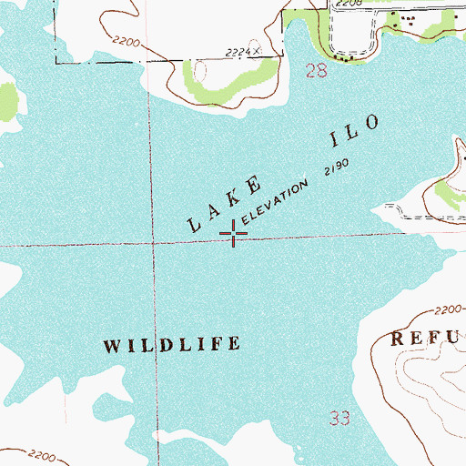 Topographic Map of Lake Ilo, ND