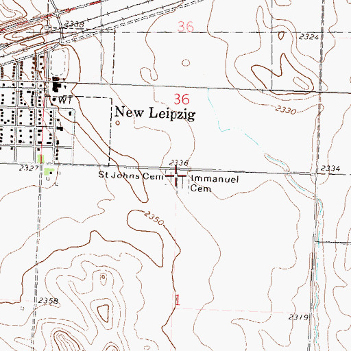 Topographic Map of Immanuel Cemetery, ND
