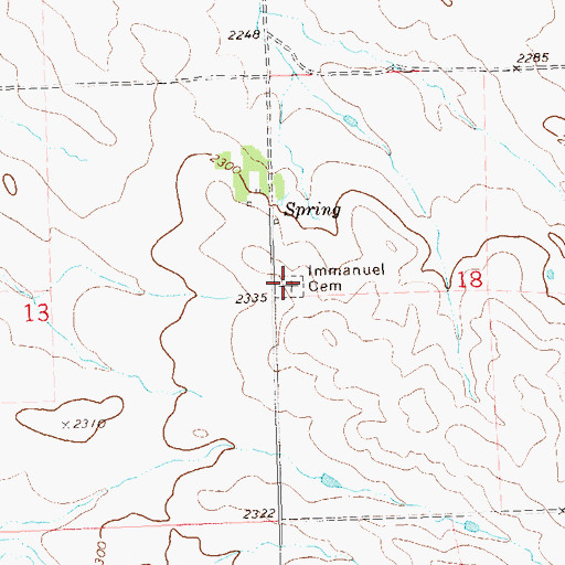 Topographic Map of Immanuel Cemetery, ND