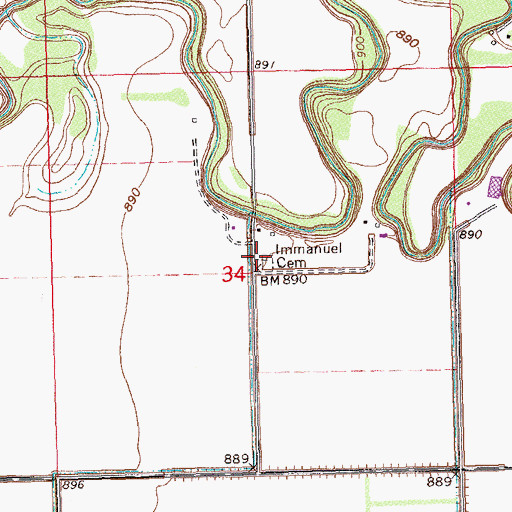Topographic Map of Immanuel Cemetery, ND