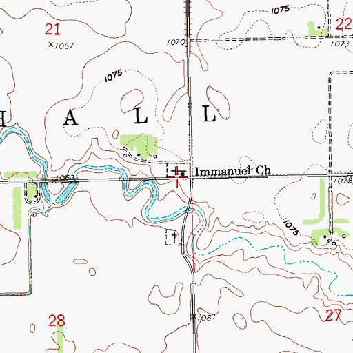Topographic Map of Immanuel Church, ND