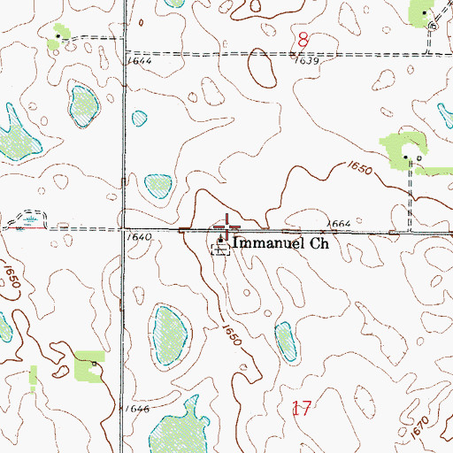 Topographic Map of Immanuel Church, ND