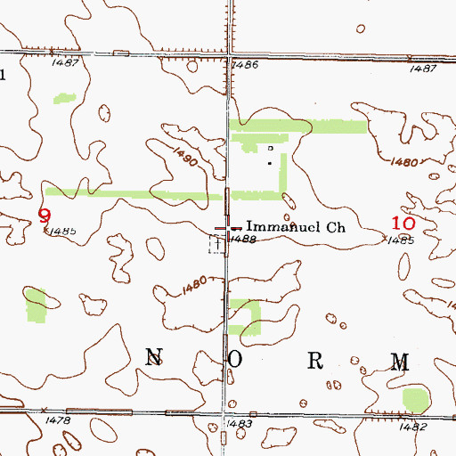 Topographic Map of Immanuel Church (historical), ND