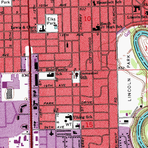 Topographic Map of Immanuel School, ND
