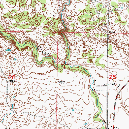 Topographic Map of Indian Creek, ND