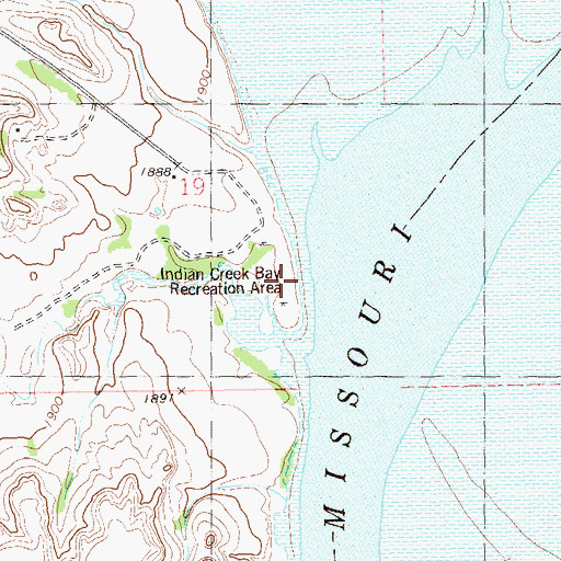 Topographic Map of Indian Creek Bay Recreation Area, ND