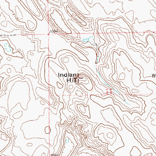 Topographic Map of Indian Hill, ND