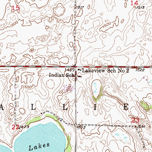 Topographic Map of Indian School, ND