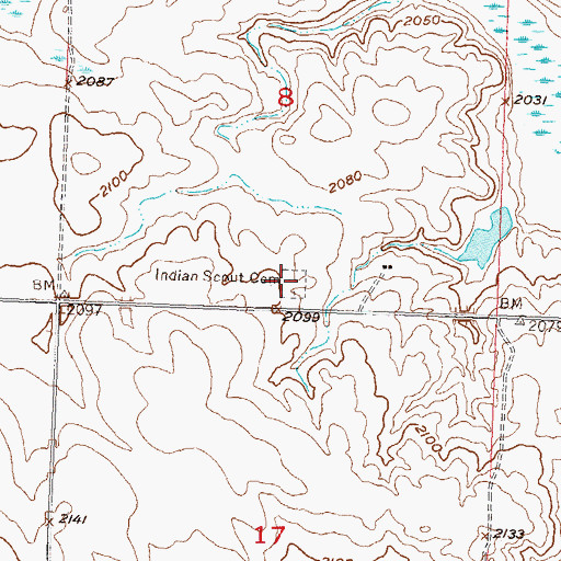 Topographic Map of Indian Scout Cemetery, ND