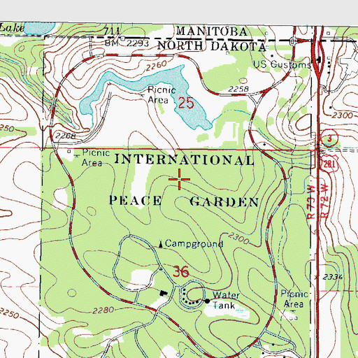 Topographic Map of International Peace Garden, ND
