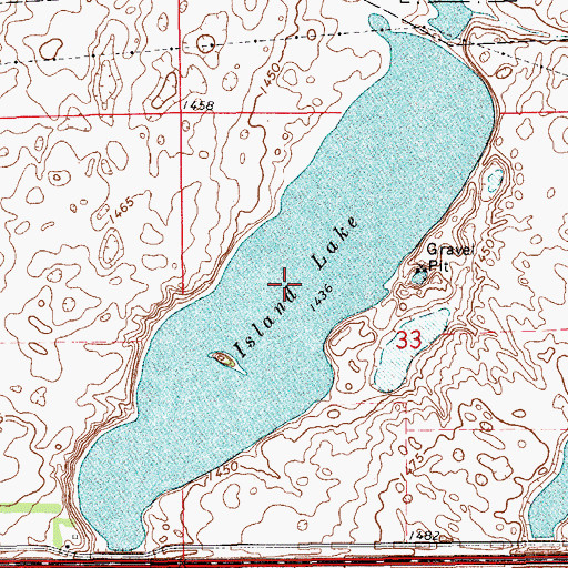Topographic Map of Island Lake, ND