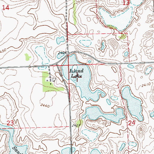 Topographic Map of Island Lake, ND