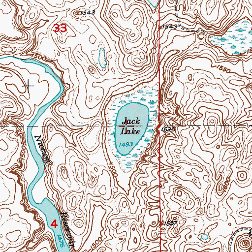 Topographic Map of Jack Lake, ND