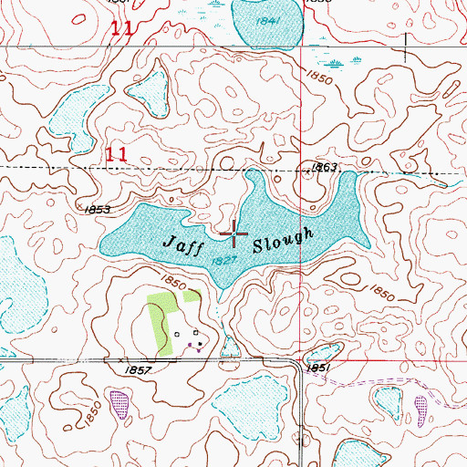 Topographic Map of Jaff Slough, ND