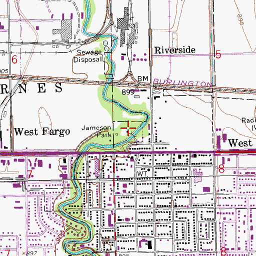 Topographic Map of Jameson Park, ND