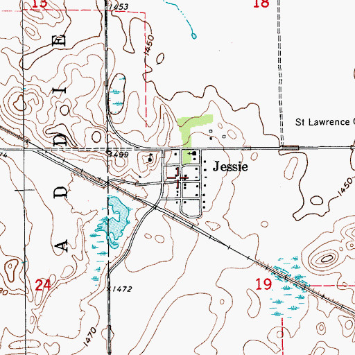 Topographic Map of Jessie, ND