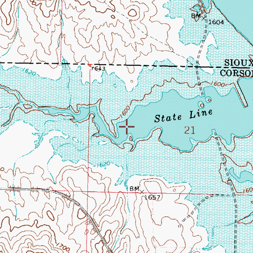 Topographic Map of Joe Bush Creek, ND