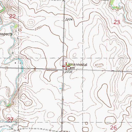 Topographic Map of Johannestown Church, ND