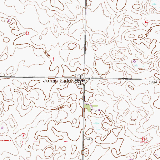 Topographic Map of Johns Lake Church, ND