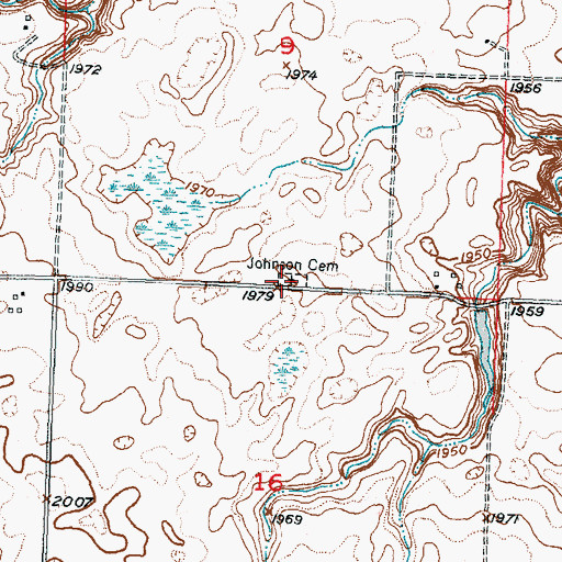 Topographic Map of Johnson Cemetery, ND
