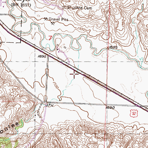Topographic Map of Johnson Coulee, ND