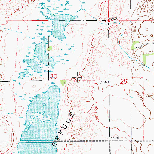 Topographic Map of Johnson Lake National Wildlife Refuge, ND