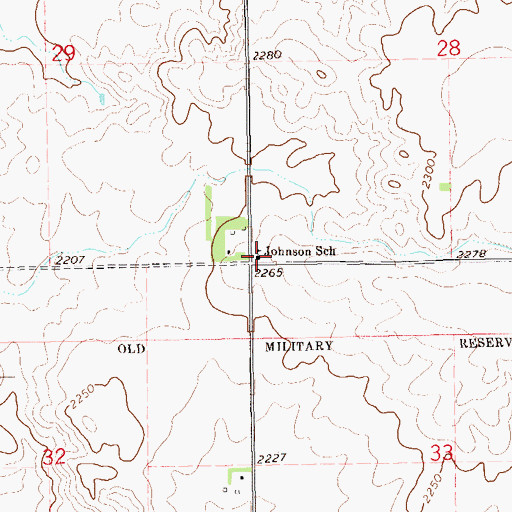 Topographic Map of Johnson School, ND