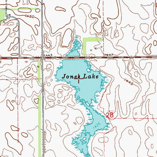 Topographic Map of Jones Lake, ND