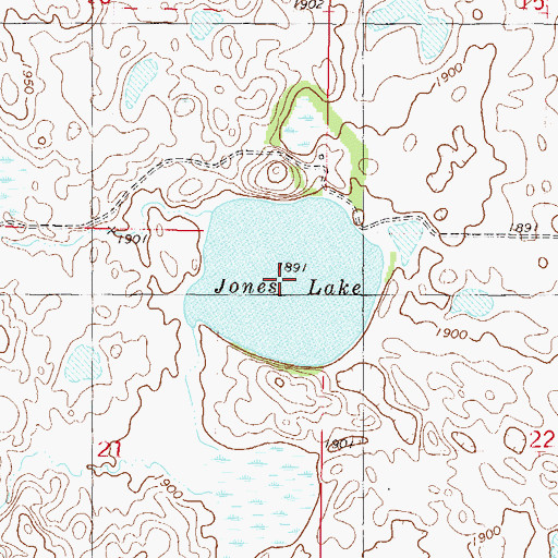 Topographic Map of Jones Lake, ND