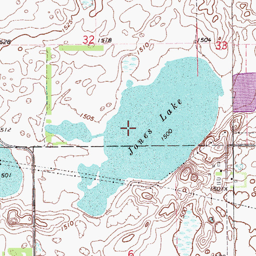 Topographic Map of Jones Lake, ND