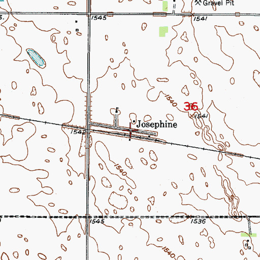 Topographic Map of Josephine, ND