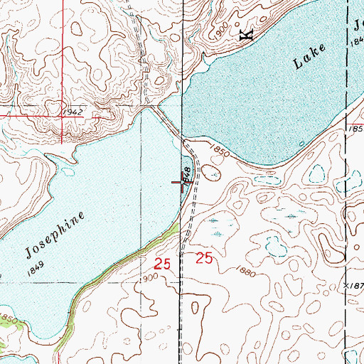 Topographic Map of Lake Josephine, ND
