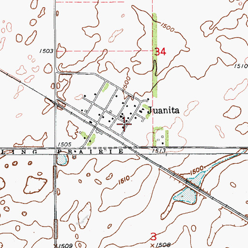 Topographic Map of Juanita, ND
