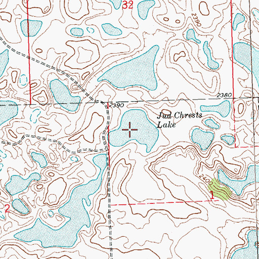 Topographic Map of Jud Chrests Lake, ND