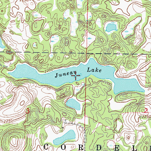 Topographic Map of Juneau Lake, ND
