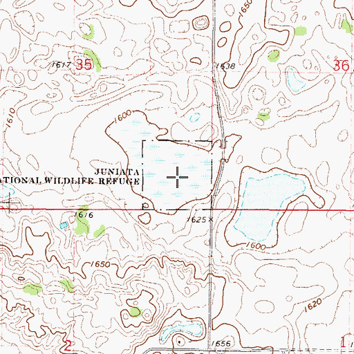 Topographic Map of Juniata National Wildlife Refuge, ND