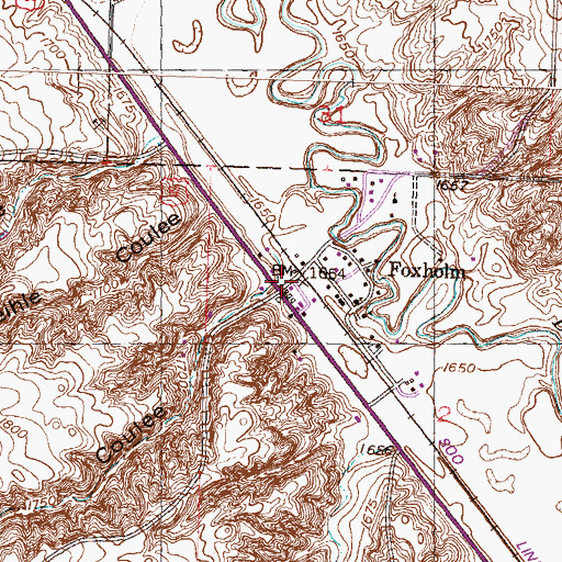 Topographic Map of Karlsen Coulee, ND