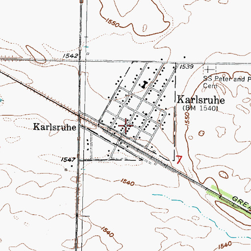 Topographic Map of Karlsruhe, ND