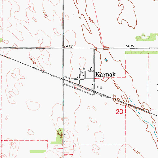 Topographic Map of Karnak, ND