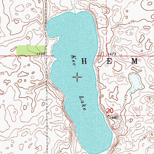 Topographic Map of Kee Lake, ND