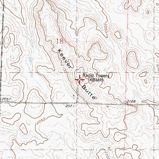 Topographic Map of Keever Butte, ND